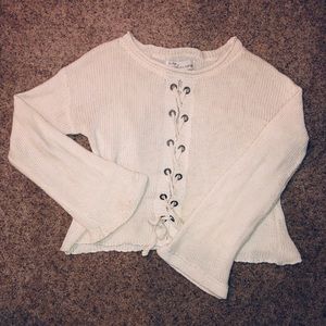 Knit lace up sweater